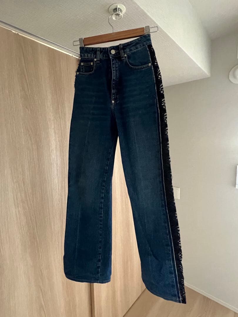 ステラマッカートニー レース ハイライズ ストレートジーンズ