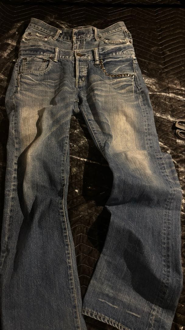 パンツ double waist denim blue swag opium LEAN