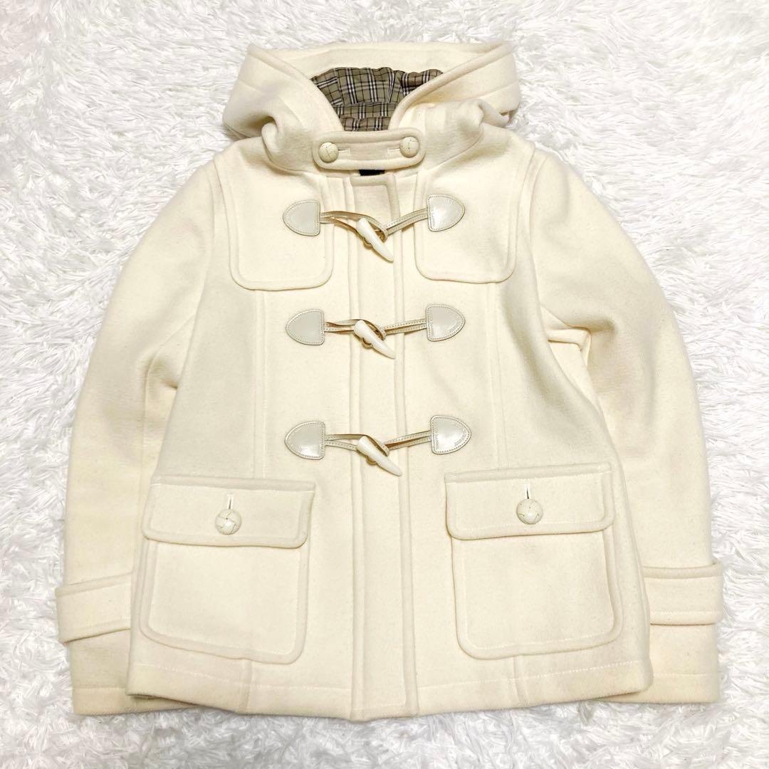 希少 バーバリーブルーレーベル ダッフルコート ノバチェック アイボリー 38