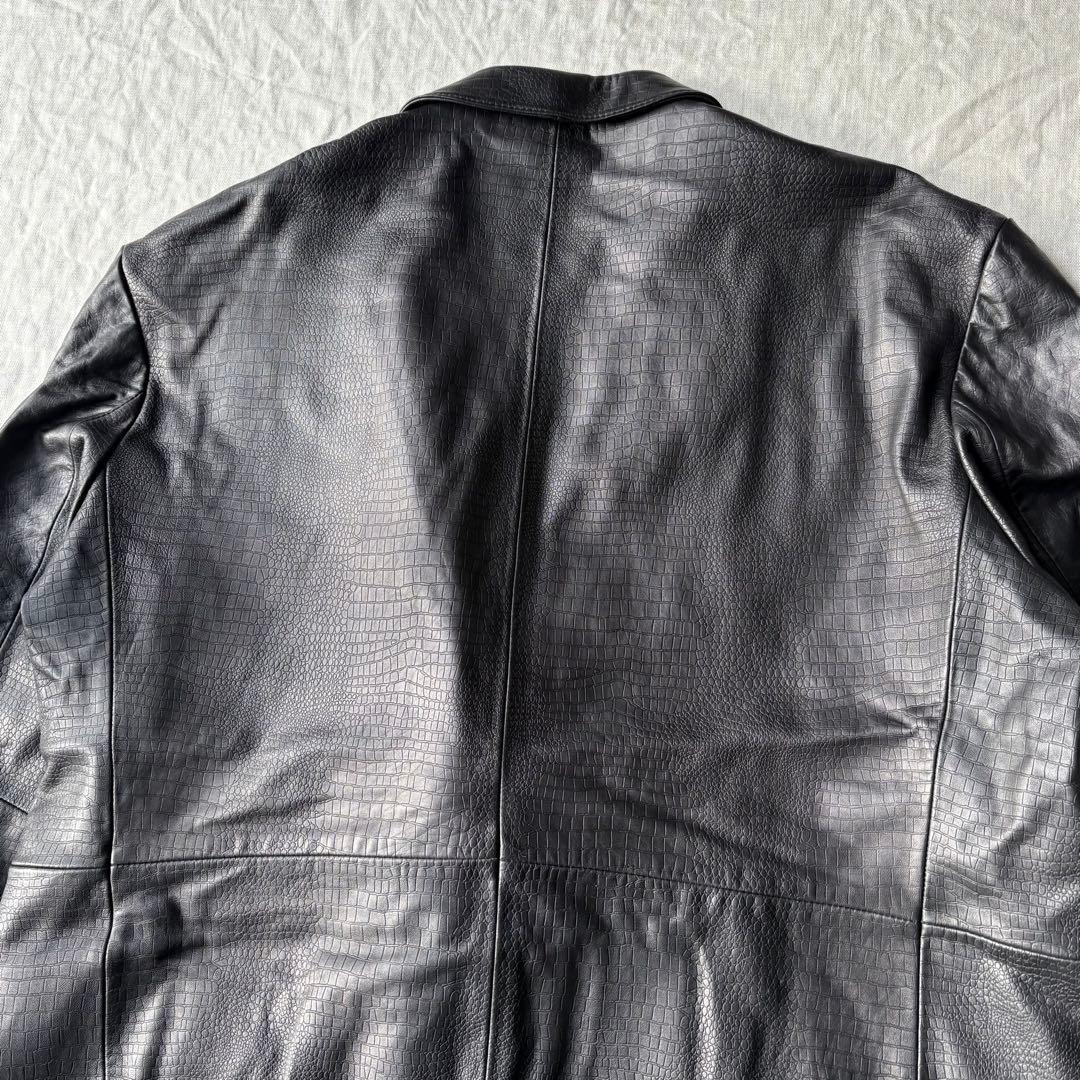 MANCHES レザー 羊革 クロコ型押し オーストリッチ テーラードジャケット