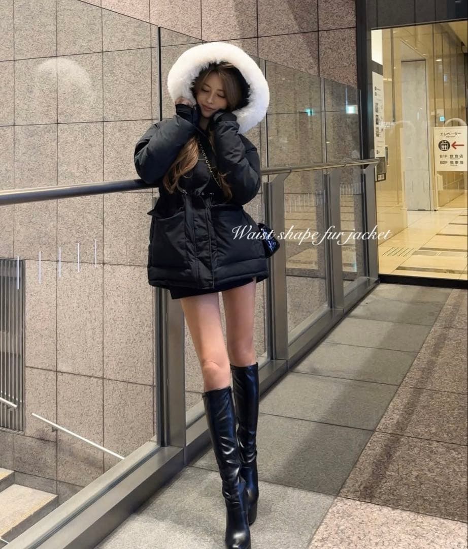 GIENGE Waist shape fur jacket ダウン