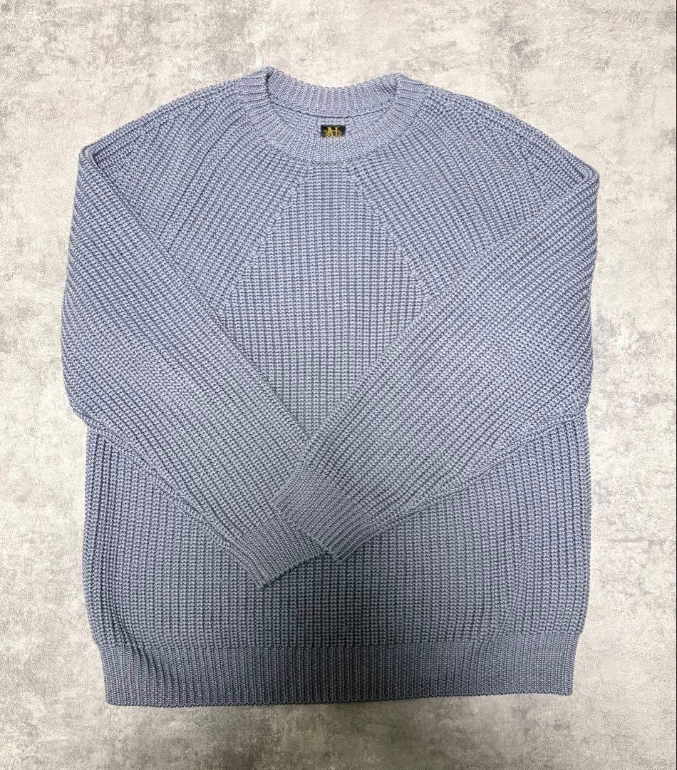 BATONER シグネチャークルーネックニット　ローゲージ　ブルーグレー　M