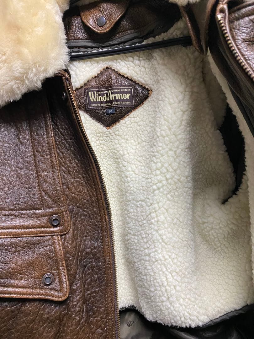 WindArmor フライトジャケット ラムレザージャケット ボア襟 ショート丈