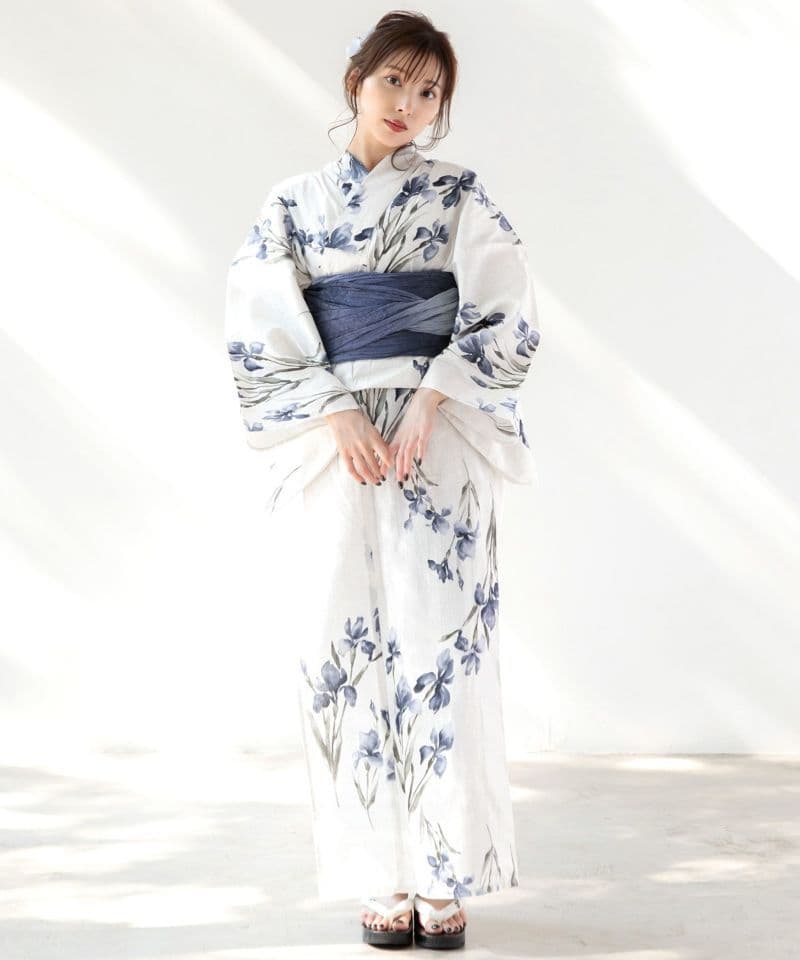 【ディータ】Dita【京の水墨画水仙】浴衣 帯 下駄セット 青 ブルー 花火大会