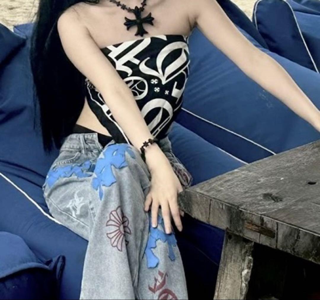 バカデカFAKE HEARTSクロスブラック 十字架 ネックレス　クロムハーツ