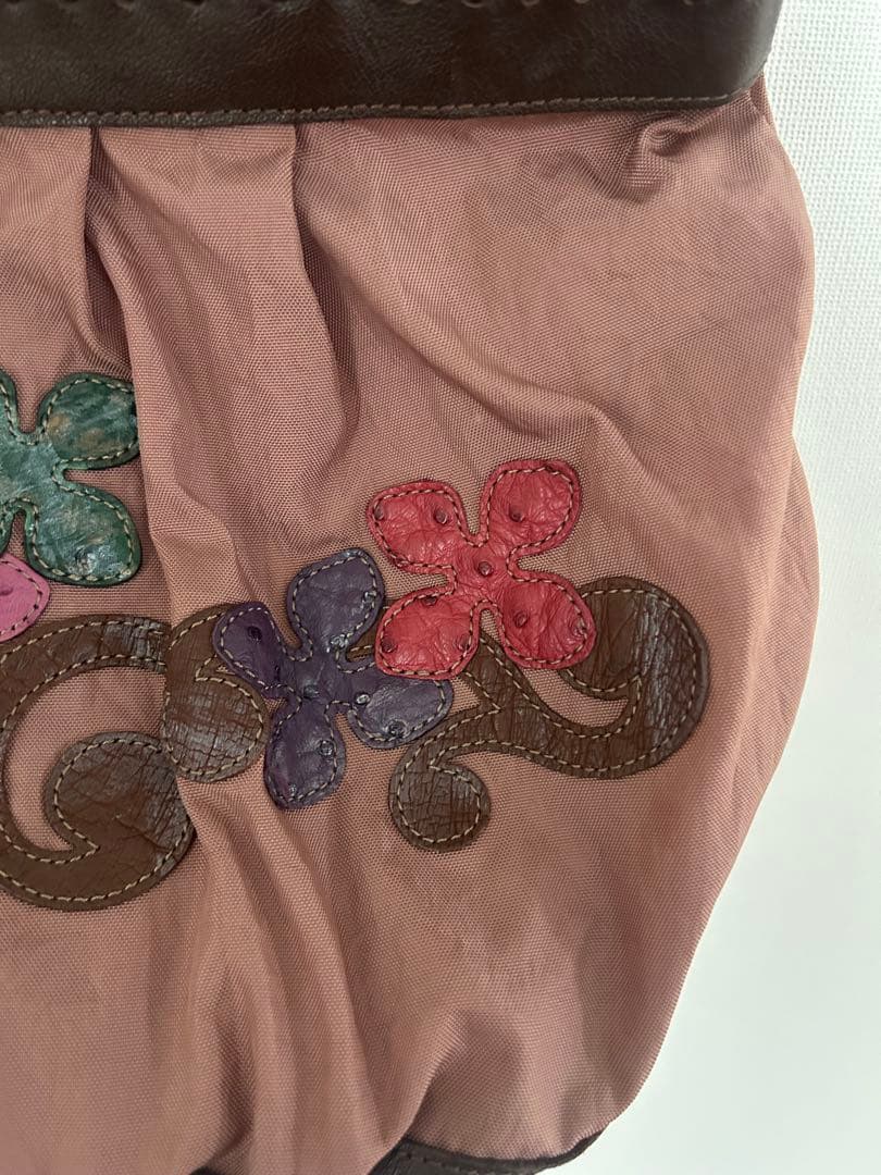 イビザ　ナイロンハンドバッグ　お花パッチワーク　　　IBIZA