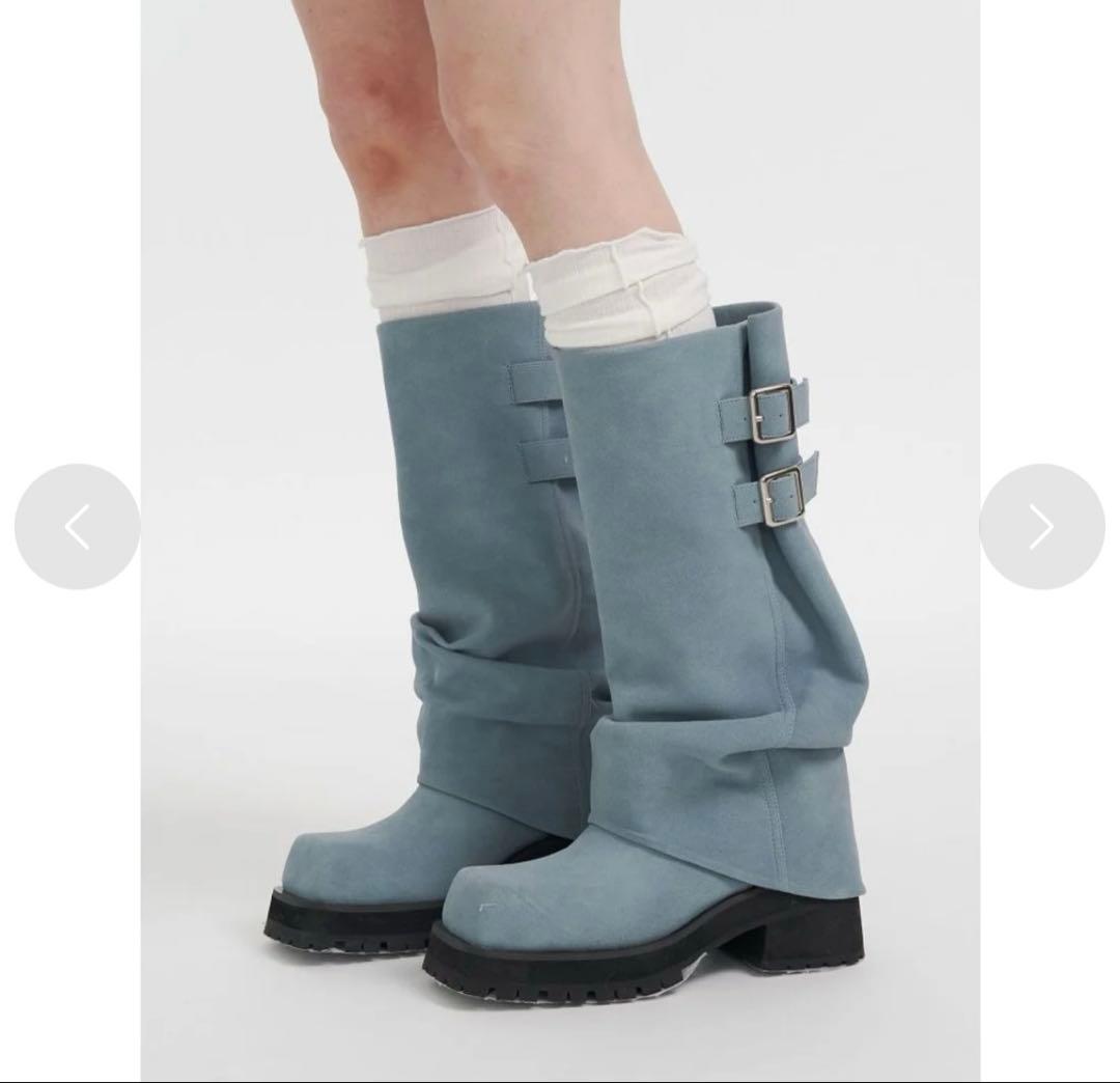 joubie バックル付きロングブーツ ライトブルー