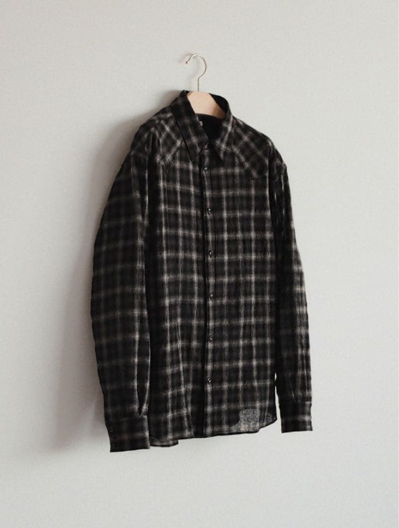 【LIDNM】Wool Plaid Western Shirt