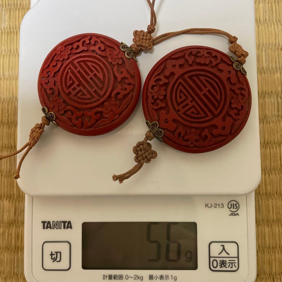 堆朱　漆　風鎮　朱　中国　アンティーク　掛軸　飾り　古玩　古美術　China 赤