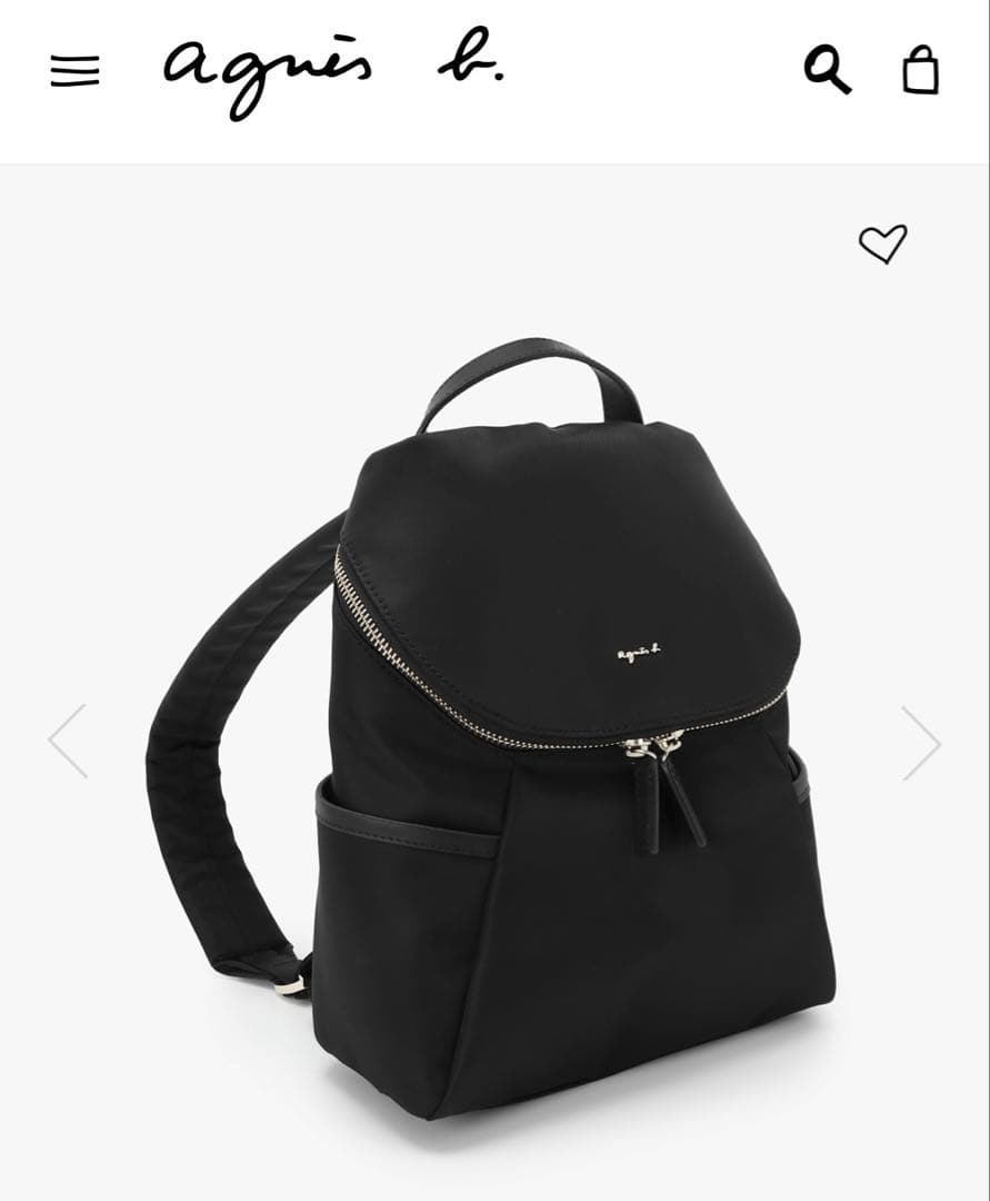 美品　agnes.b アニエスベー　ミニリュック 黒　ナイロン　本革
