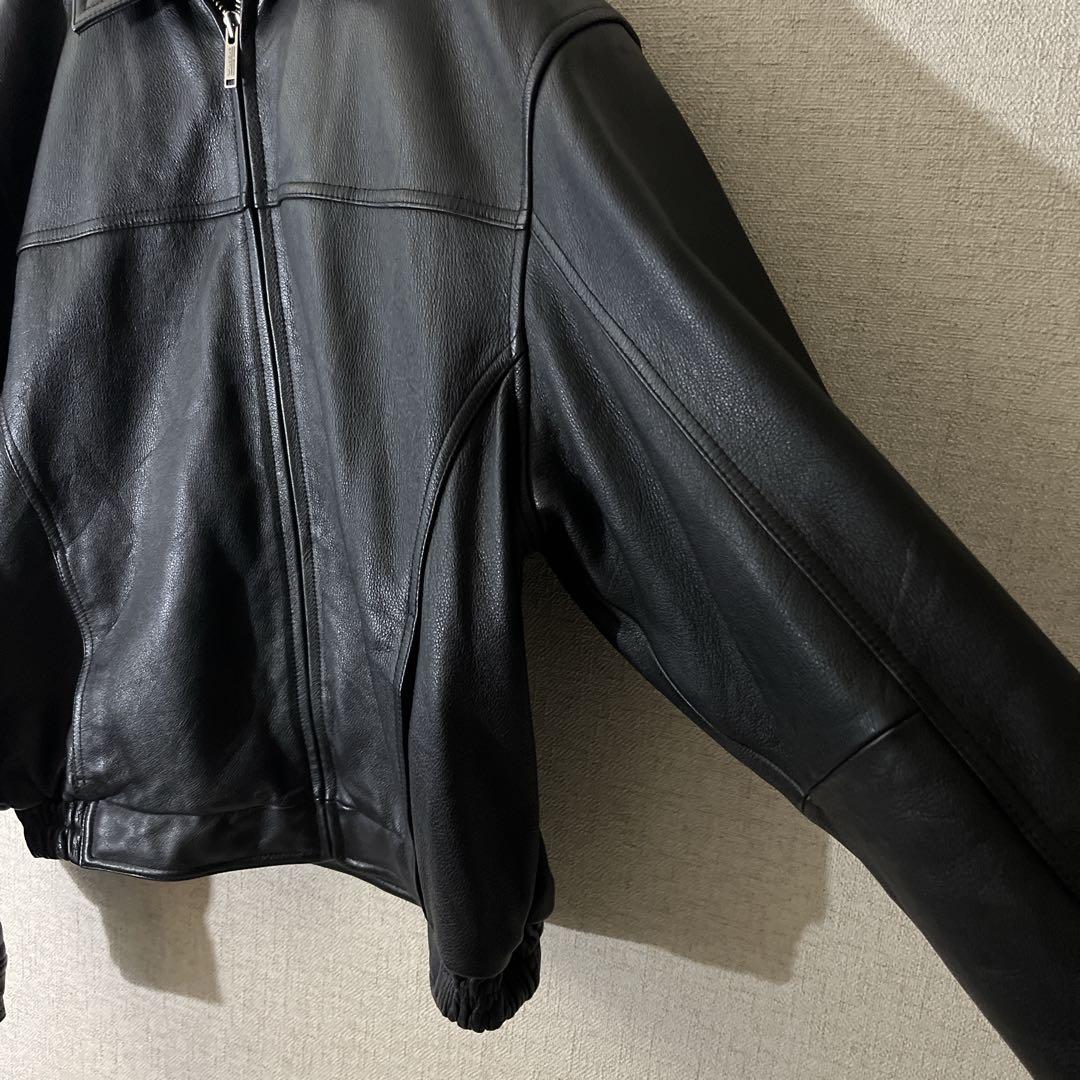 レザージャケット 本革 シングルライダース ブルゾン ブラック