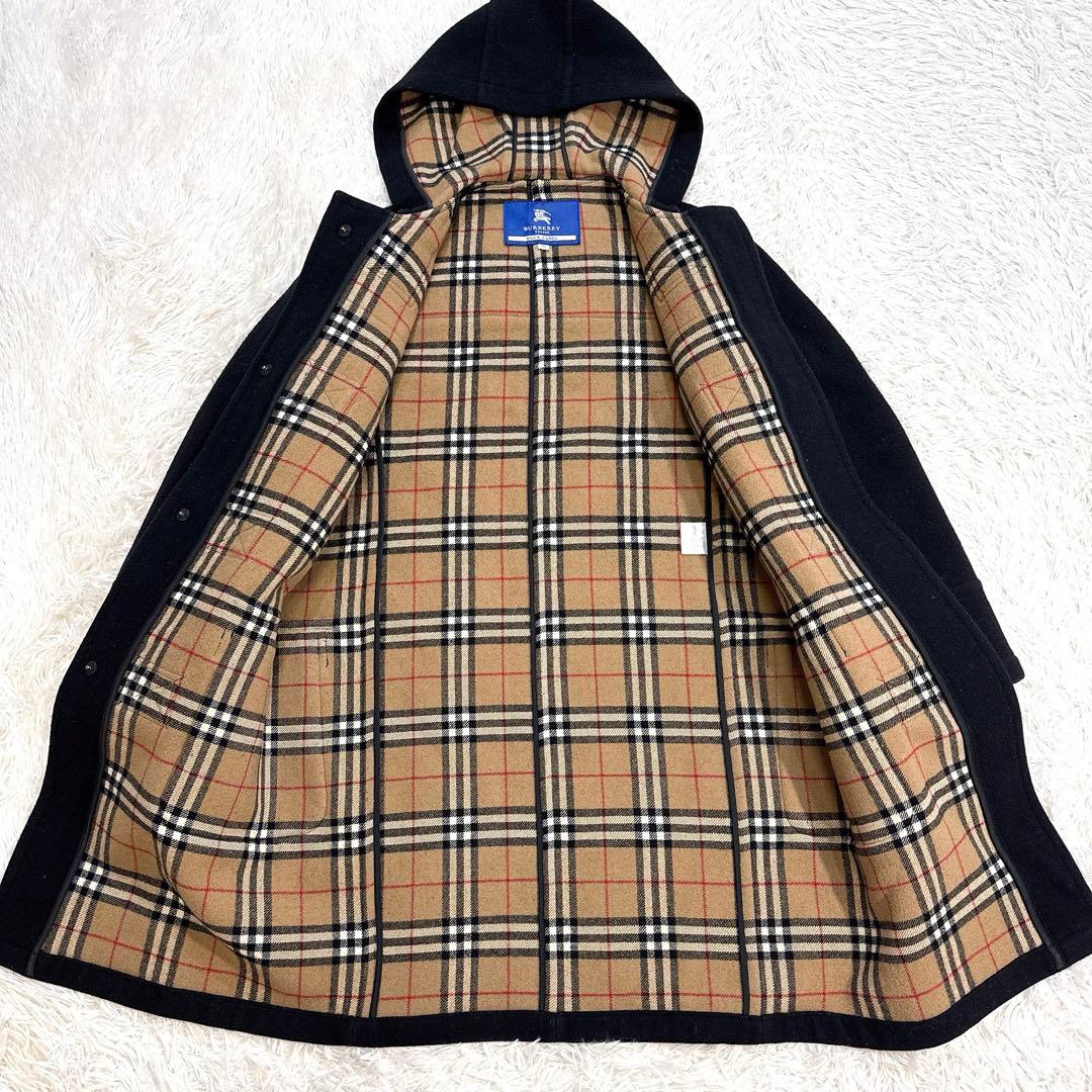 【美品】バーバリーブルーレーベルダッフルコート ノバチェック フード付き 38