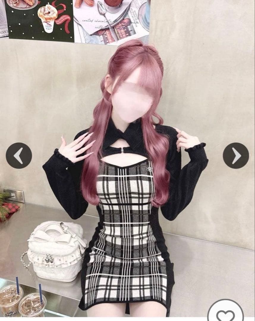 即購入⭕️ ハニーミュウ チェックレイヤードアンサンブルワンピース