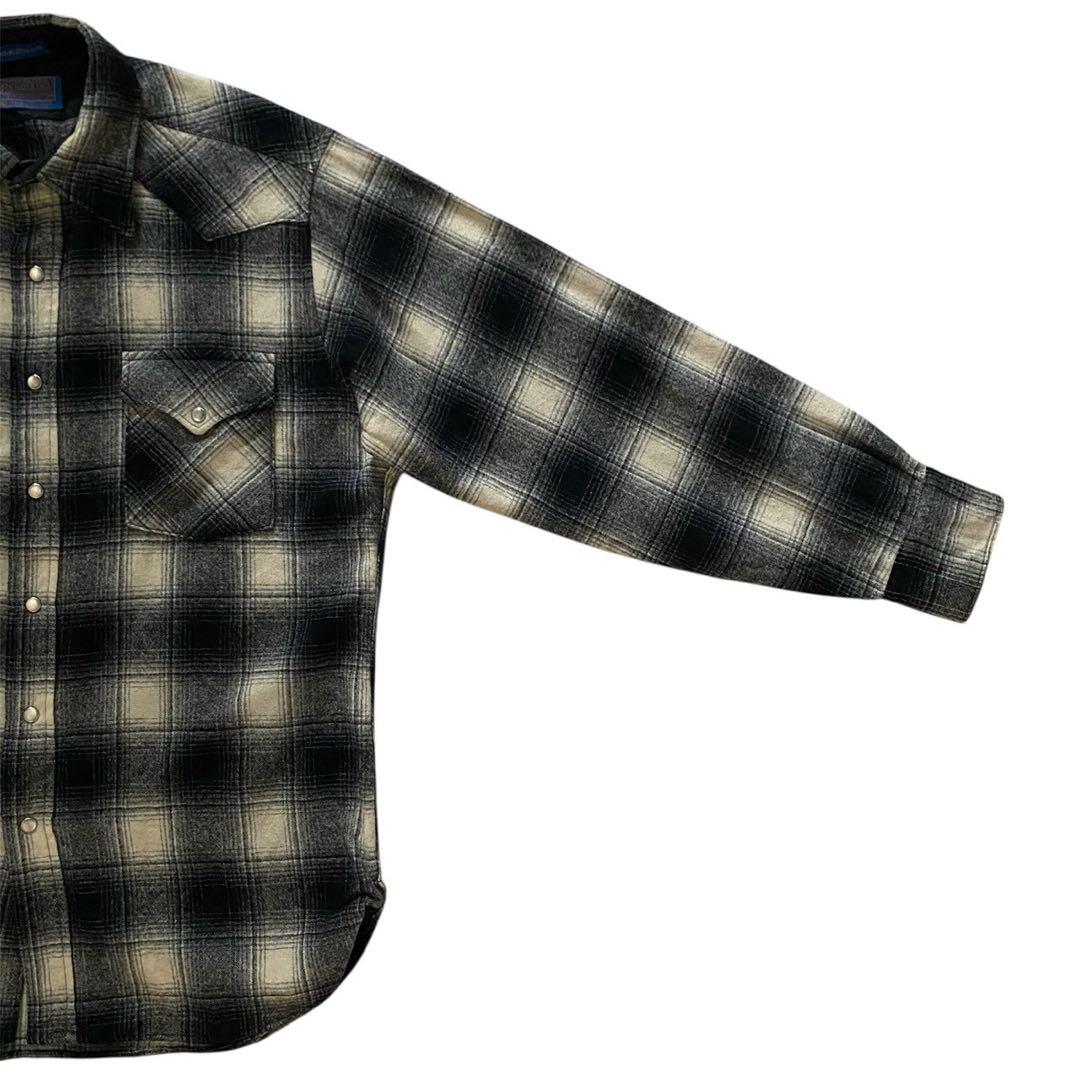 PENDLETON 90s シャドウチェック　オンブレ　白　黒　ペンドルトン　L
