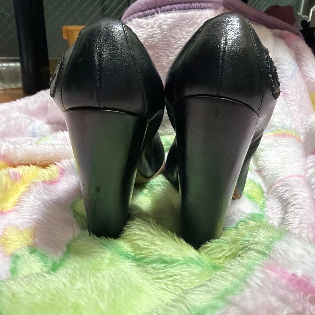 本物)CHANEL シャネル　ブラックレザー ハイヒール・パンプス