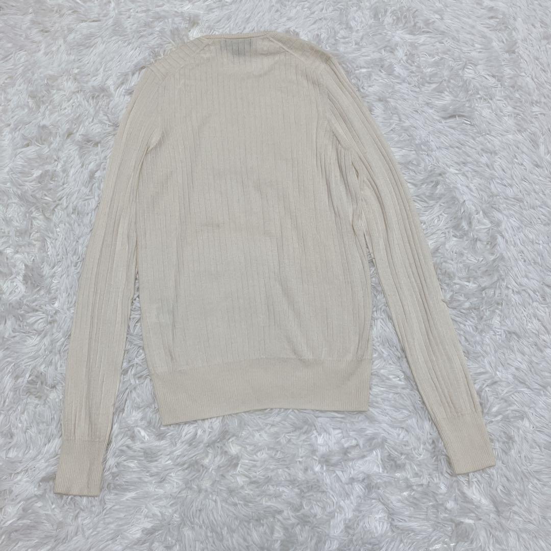 Drawer ドゥロワー 18G カシミヤシルクリブクルーネックニット ホワイト