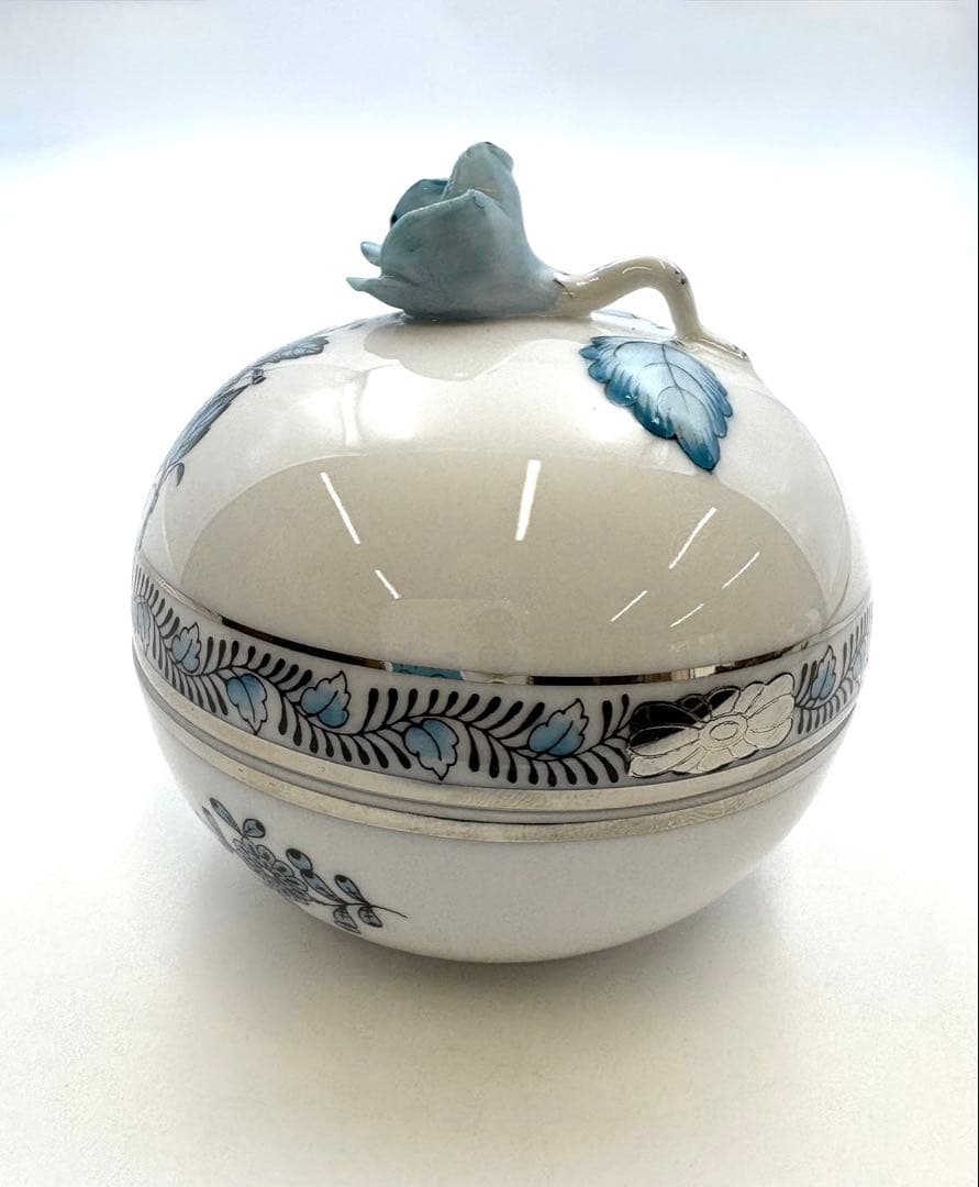 未使用保管品　HEREND ヘレンド　アポニーターコイズプラチナ ボンボニエール