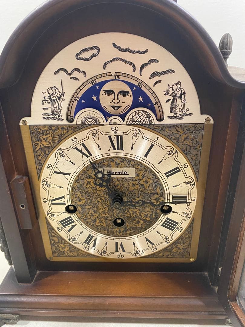 希少品　Hermle ゼンマイ式置き時計　ムーンフェイズ　ドイツ製