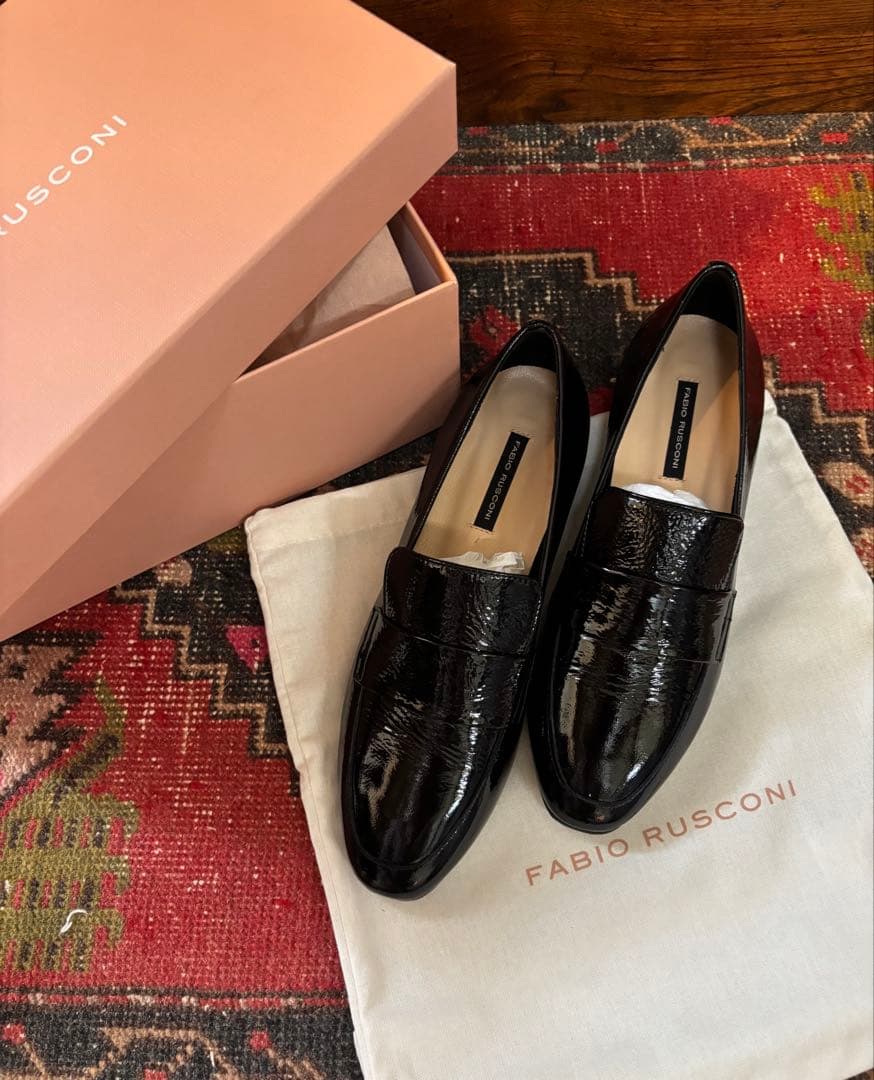 FABIO RUSCONI 黒　エナメル　ローファー　35 22.5