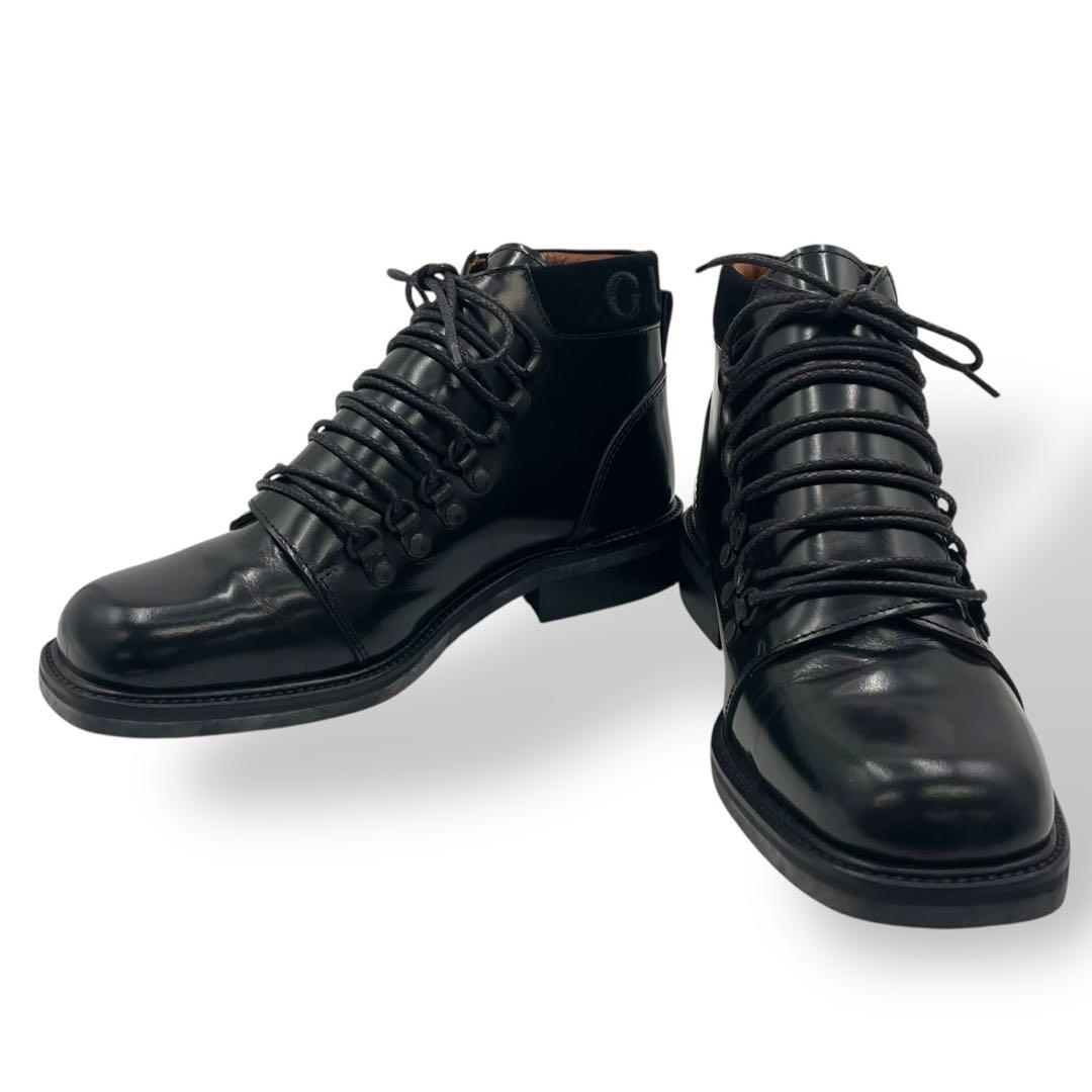 極美品　希少モデル　グッチ　マウンテンブーツ　レースアップ　レザー　黒　23