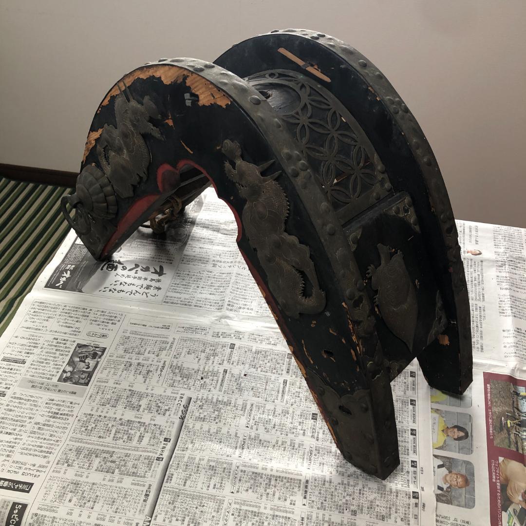 【骨董】龍・鶴図飾金具付き 和鞍（馬鞍）馬具 部品取り #933