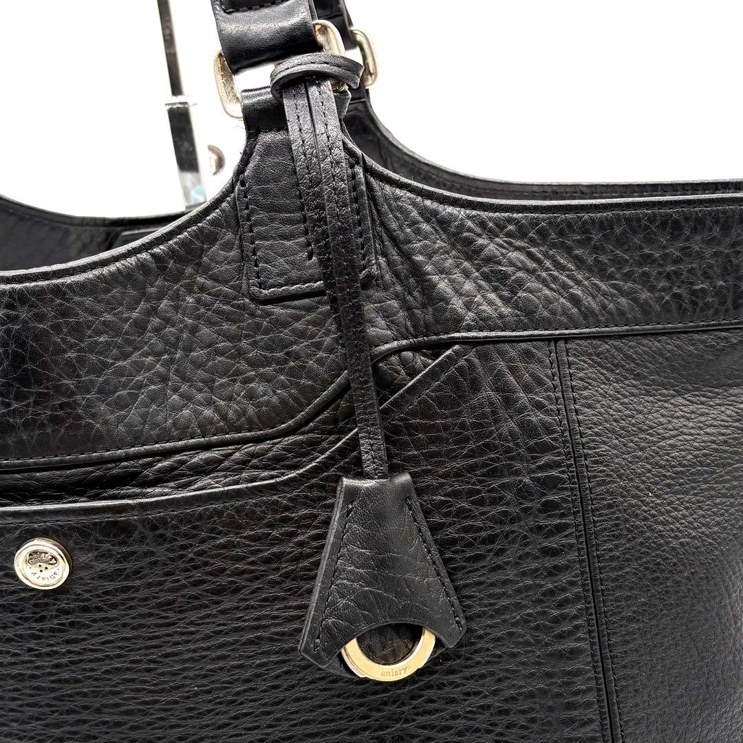 【極美品】アニアリ トートバッグ レザー 肩掛け A4可 チャーム付き ブラック