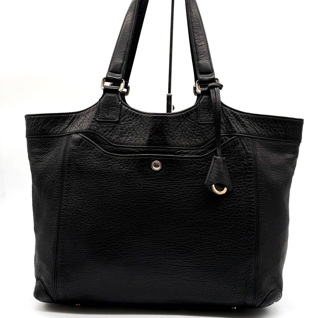 【極美品】アニアリ トートバッグ レザー 肩掛け A4可 チャーム付き ブラック