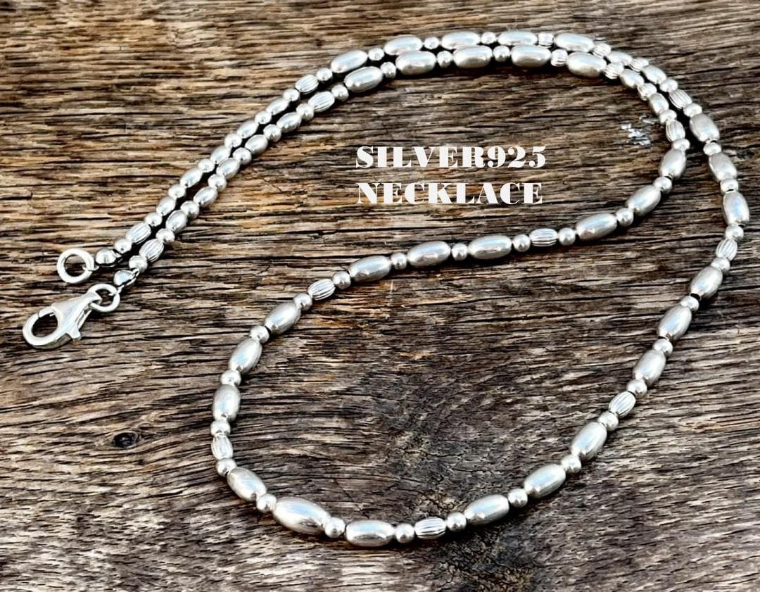 スターリングシルバー　SV925製ビーズ ネックレス　50cm no13