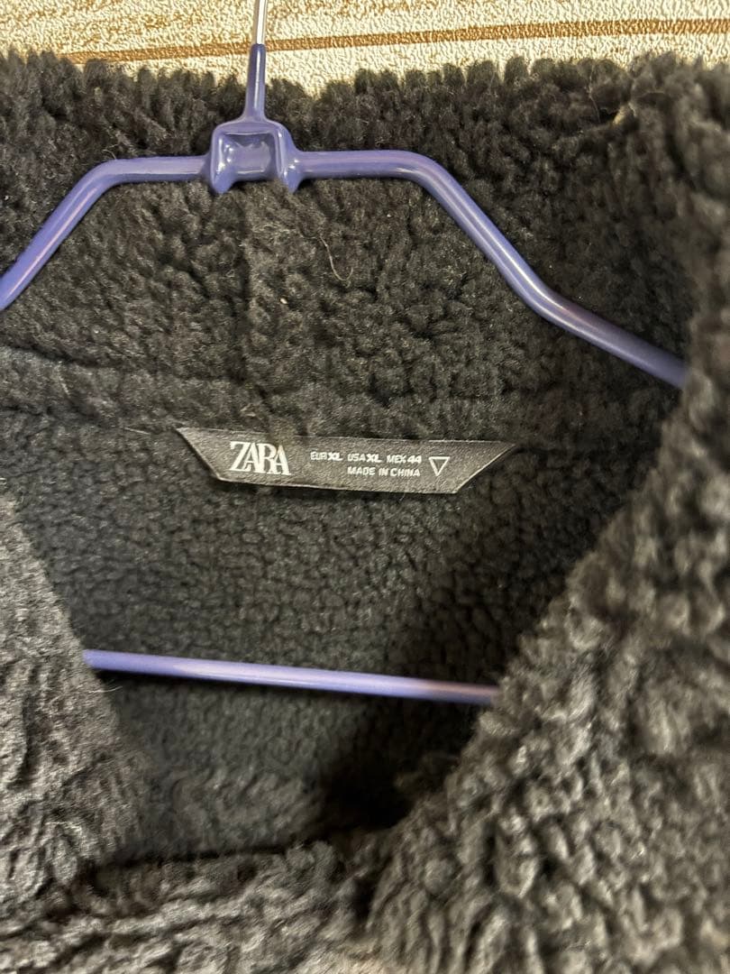 ボア襟付き黒レザーダブルライダースジャケット