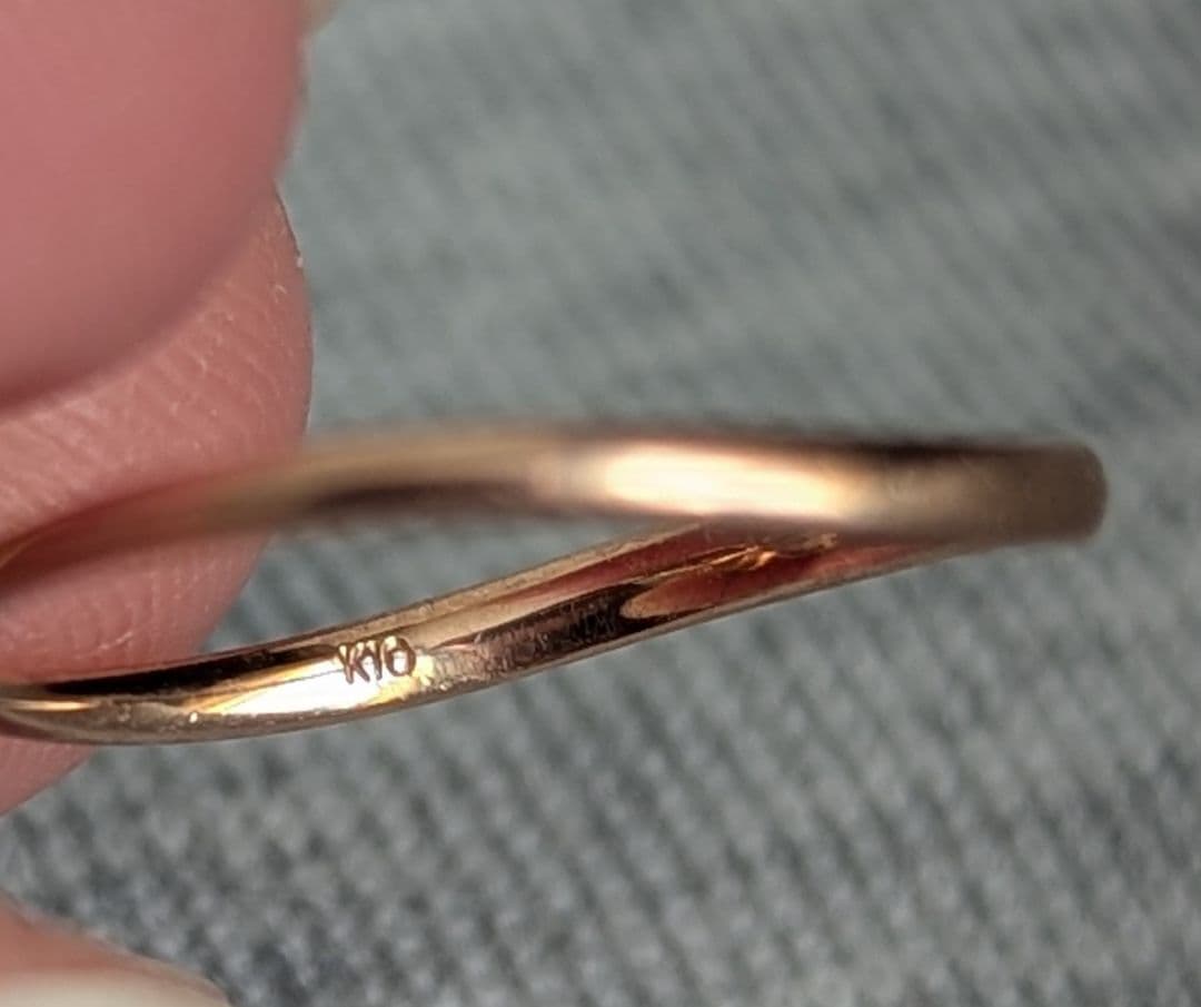 K10 ピンクゴールド　蝶　ダイヤモンド　天然石　5号