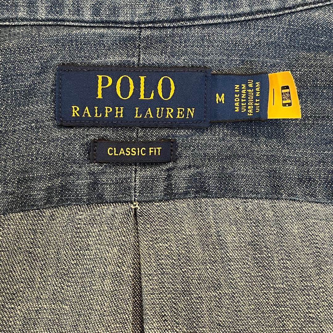【人気希少現行QR★未使用に近い】ラルフローレンデニムシャンブレーBDシャツ◆M