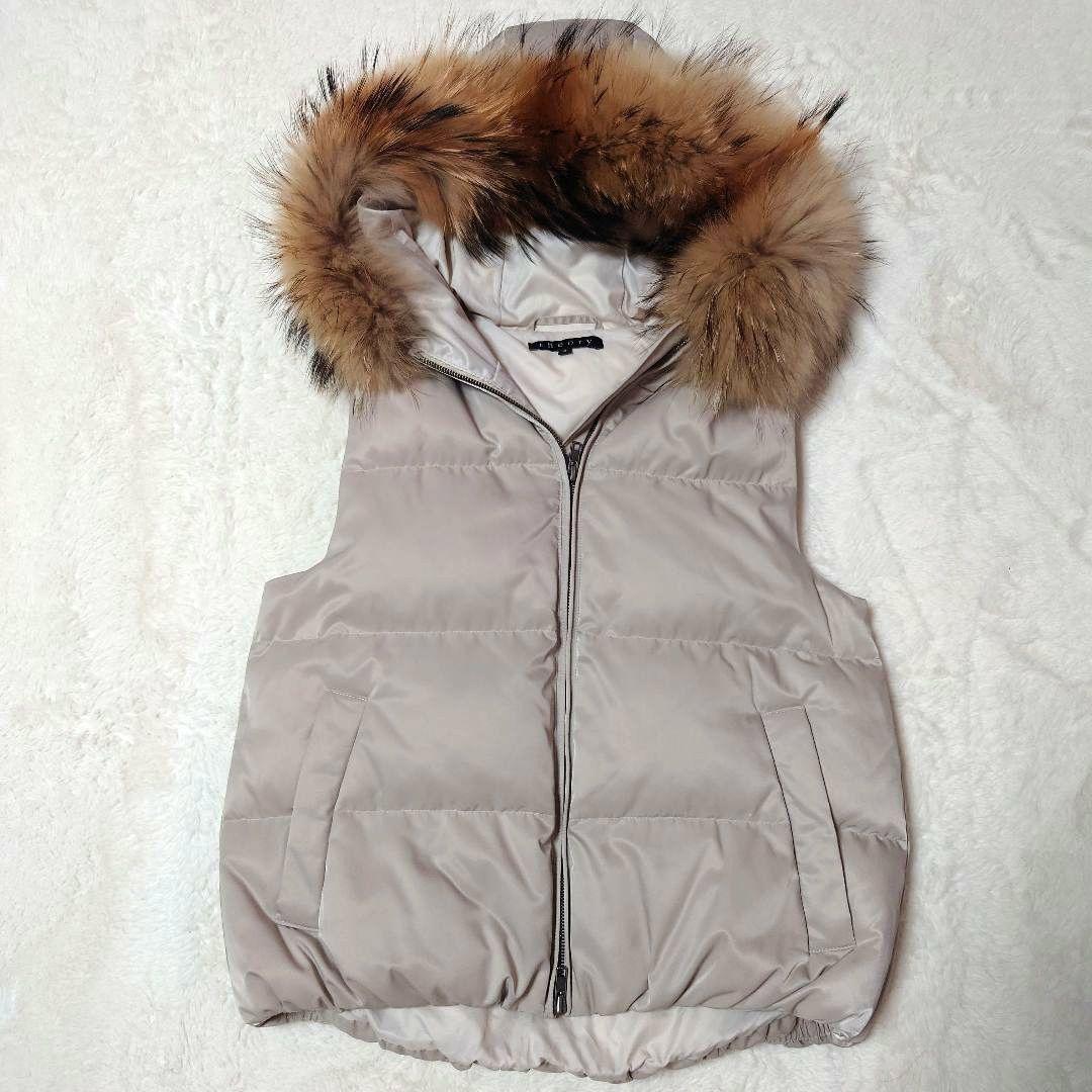 【極美品】セオリー theory ダウン ベスト ファー ダブルジップ ラクーン