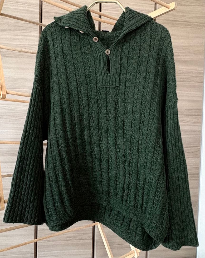 45R アルルニットのプルオーバー馬比古セーター　グリーン