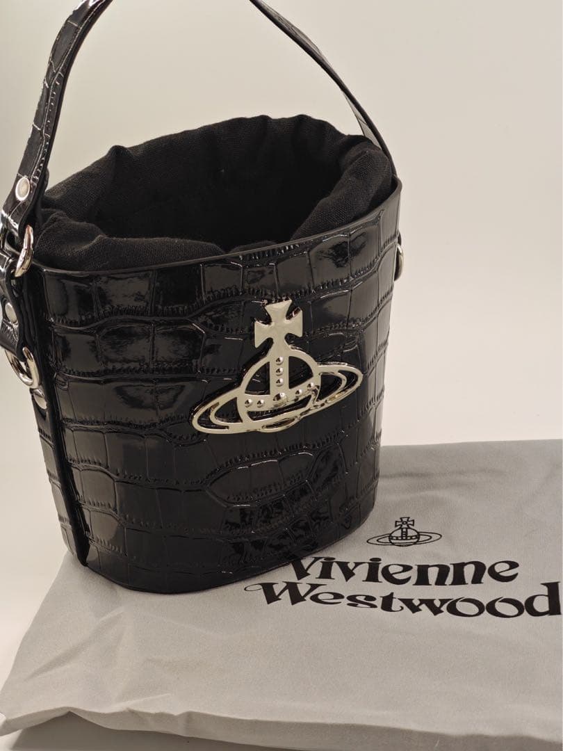 Vivienne Westwood クロコ型押しミニバケットバッグ ブラック美品