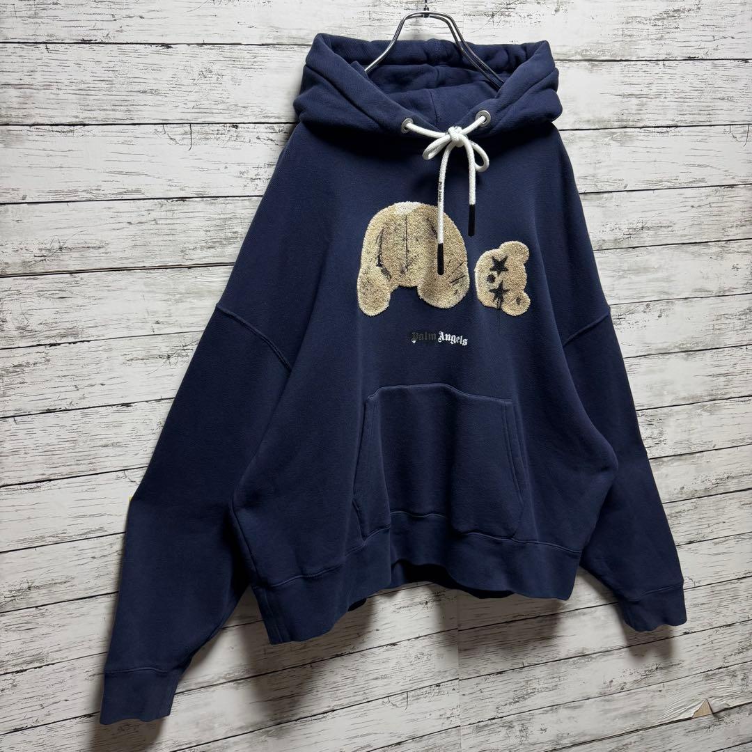 893【人気のL】パームエンジェルス　ベア　パイルロゴ　QR鑑定済　パーカー