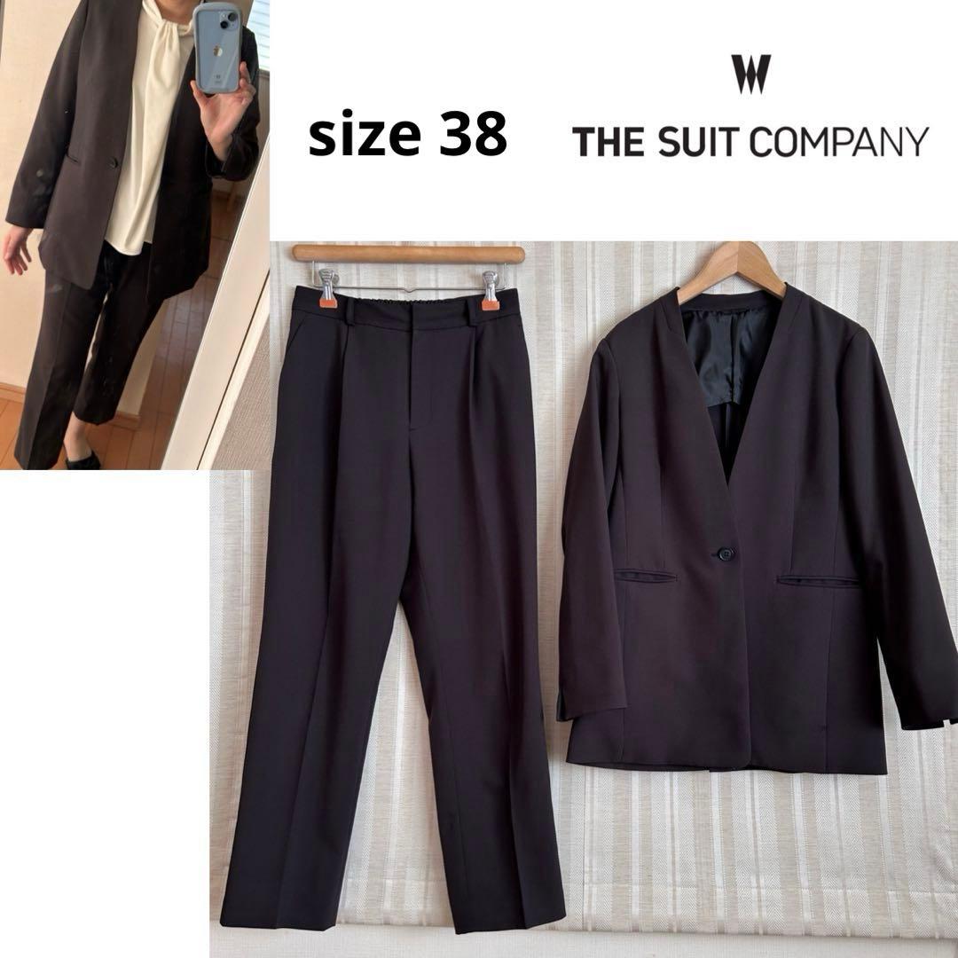 美品！THE SUIT COMPANY WHITE ストレッチパンツスーツ38