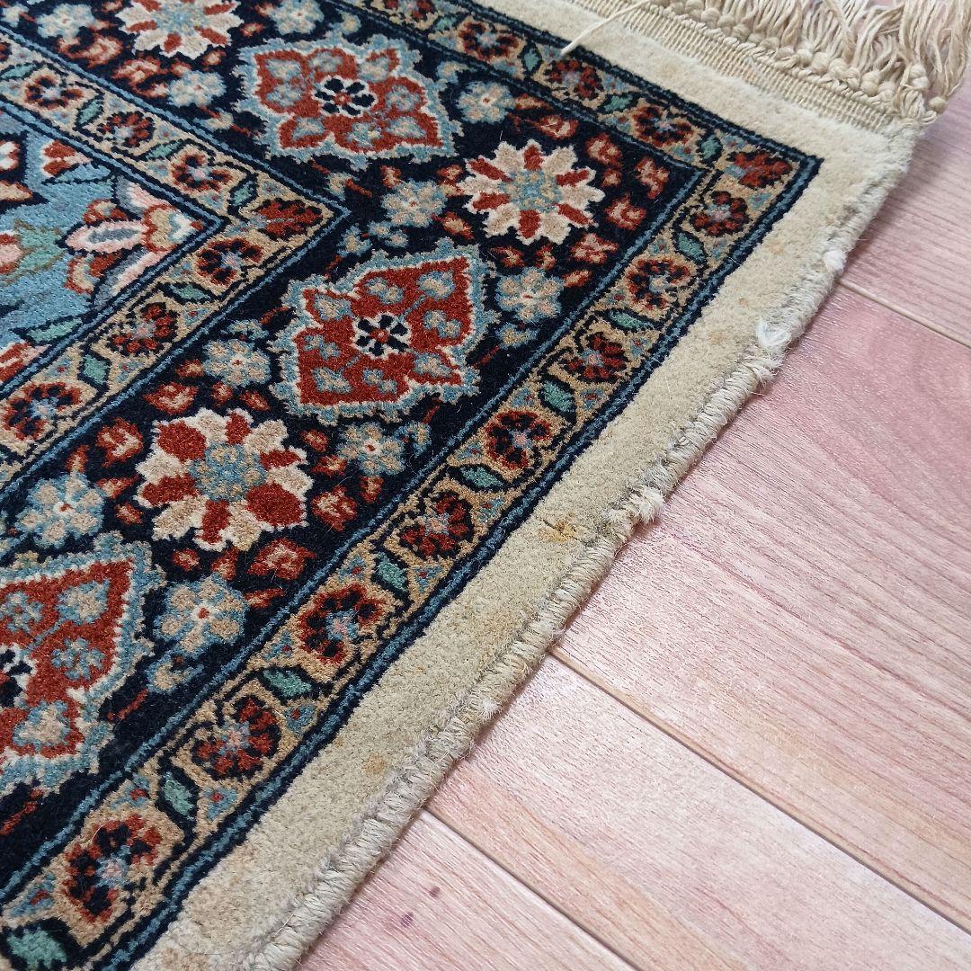 Y2651 高級トルコ絨毯 ウール 手織り 158×96㎝ 小花柄