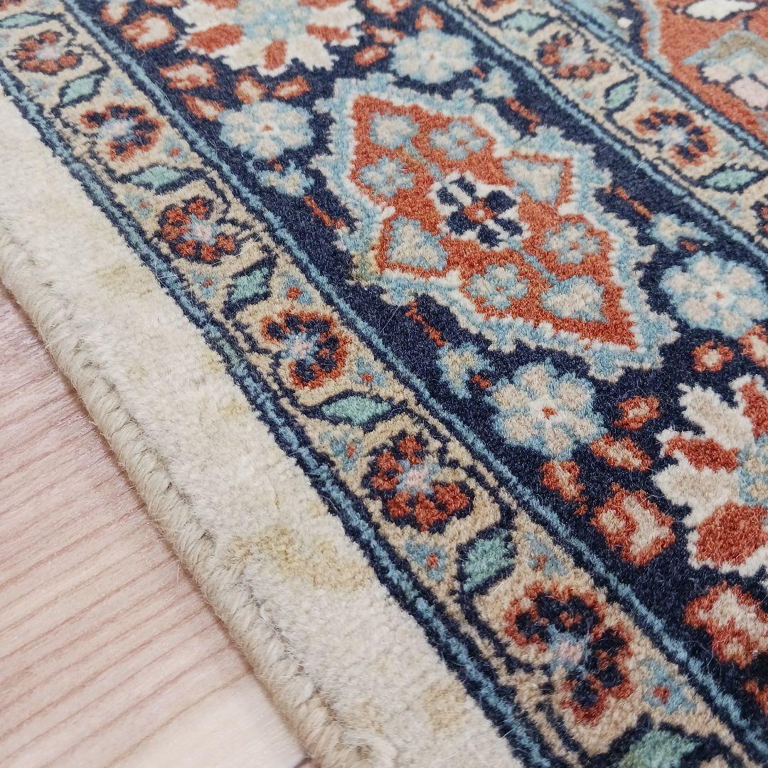 Y2651 高級トルコ絨毯 ウール 手織り 158×96㎝ 小花柄