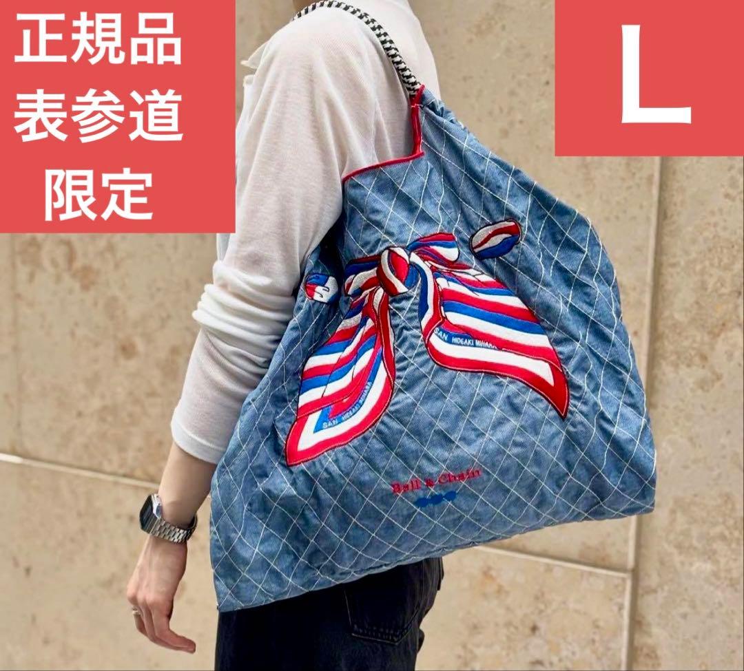 ✨Ball＆Chain スカーフ リボン柄 デニム　Ｌ　表参道店限定　完売　希少