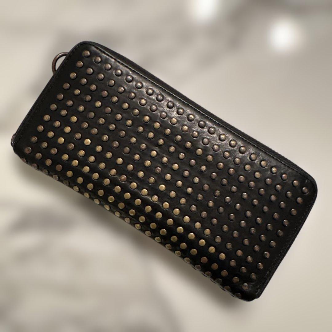 PATRICK STEPHAN スタッズ付き黒レザー長財布