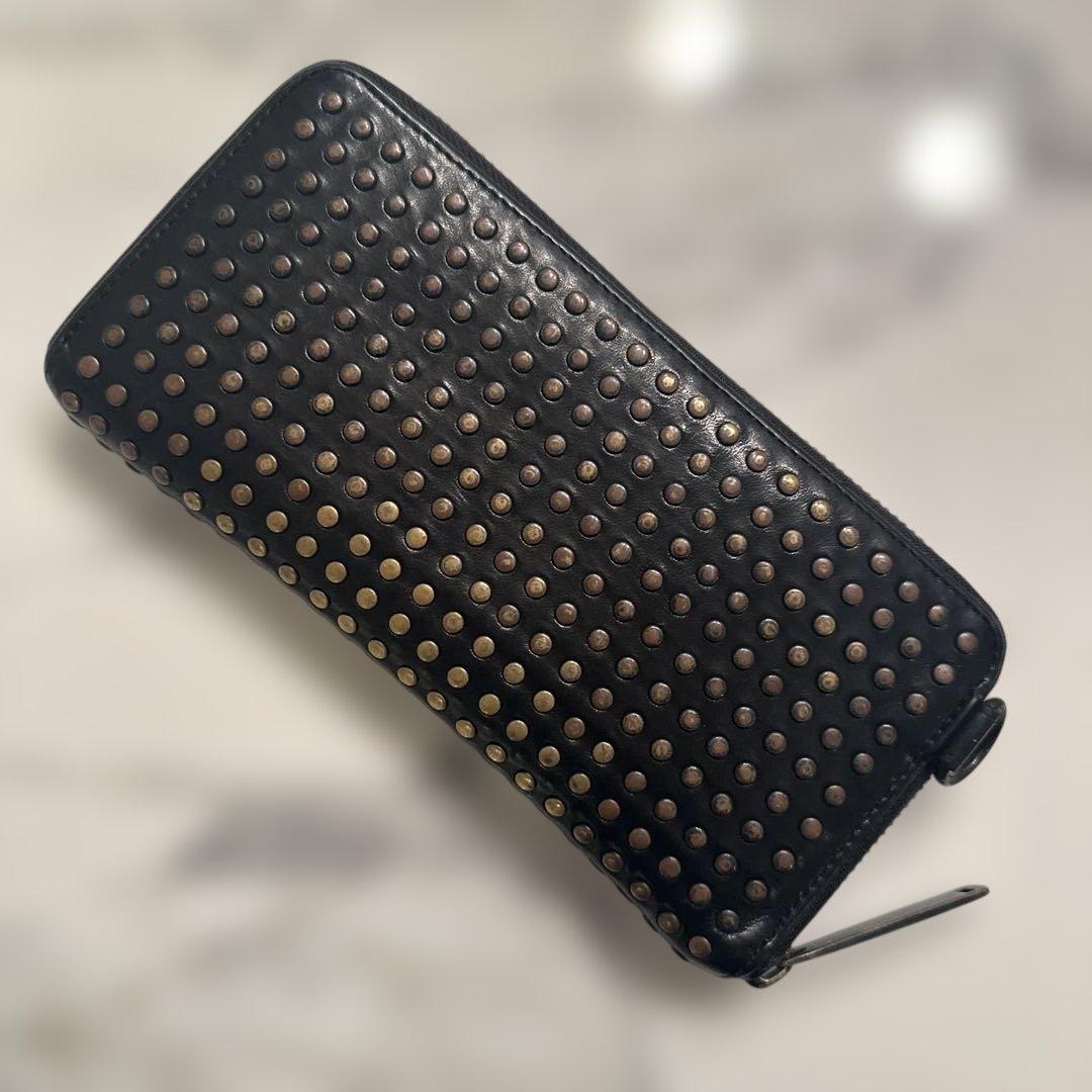 PATRICK STEPHAN スタッズ付き黒レザー長財布