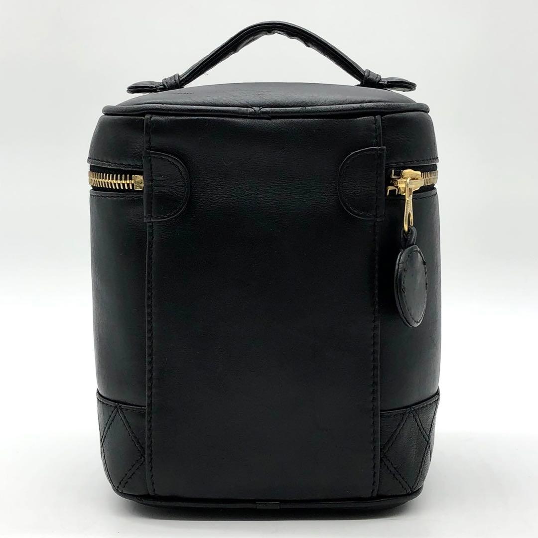 シャネル バニティバッグ ビコローレ ココマーク ゴールド金具 ラムスキン 黒