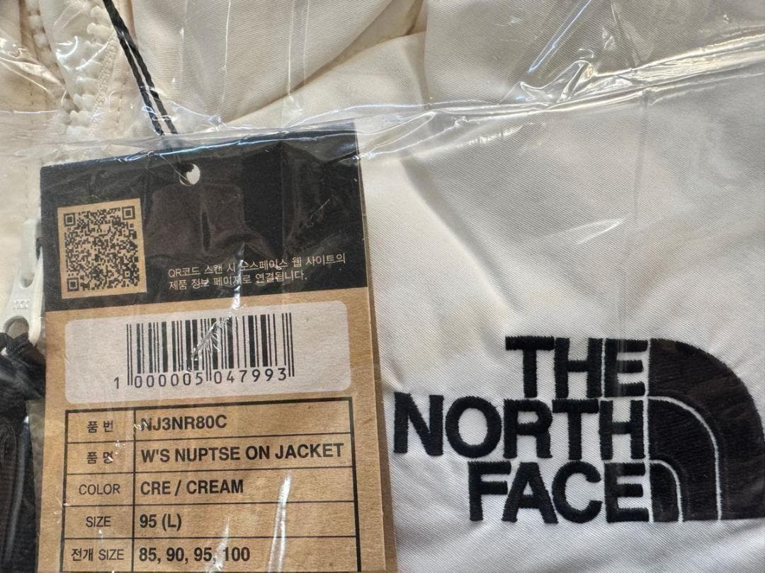 L/クリーム/韓国ヌプシ ダウンジャケット/レディース/ザノースフェイス/白近い