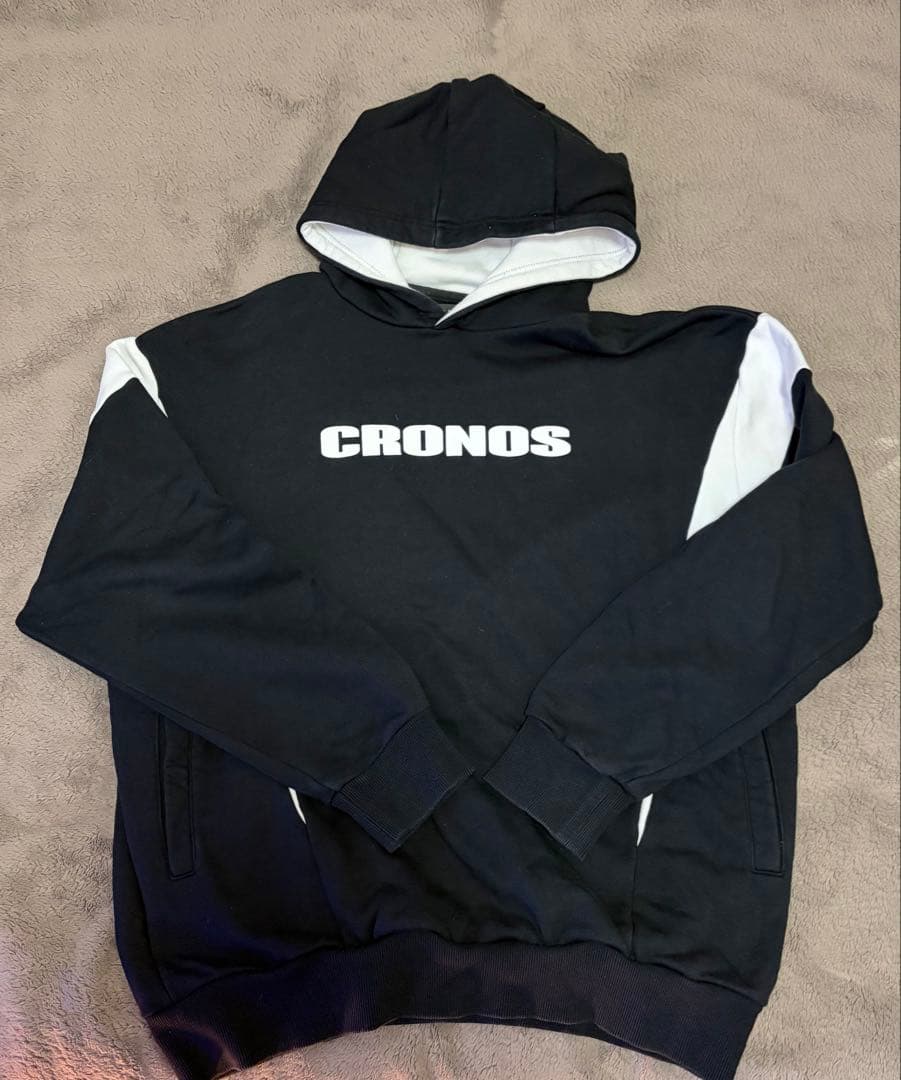 CRONOS フード付きパーカー M 黒/白