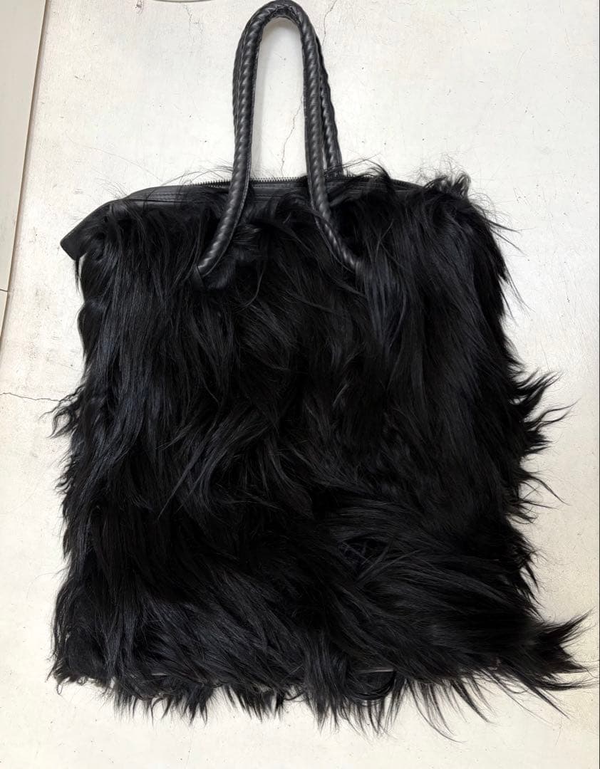 ゴートヘア　トートバッグ　ブラック　リアルファーレザー　アントワープ
