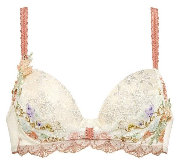 ワコール ルジェ ブラジャーD70 & ソングショーツML 白オレンジ花柄