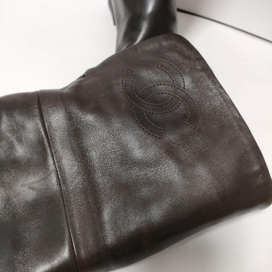 CHANEL　ロングブーツ　革靴　シャネル　ムートン 37