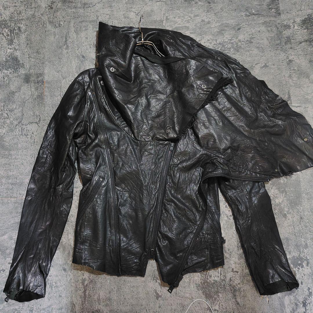 sandwich Johnny Wolf ドレープレザージャケット 変形襟