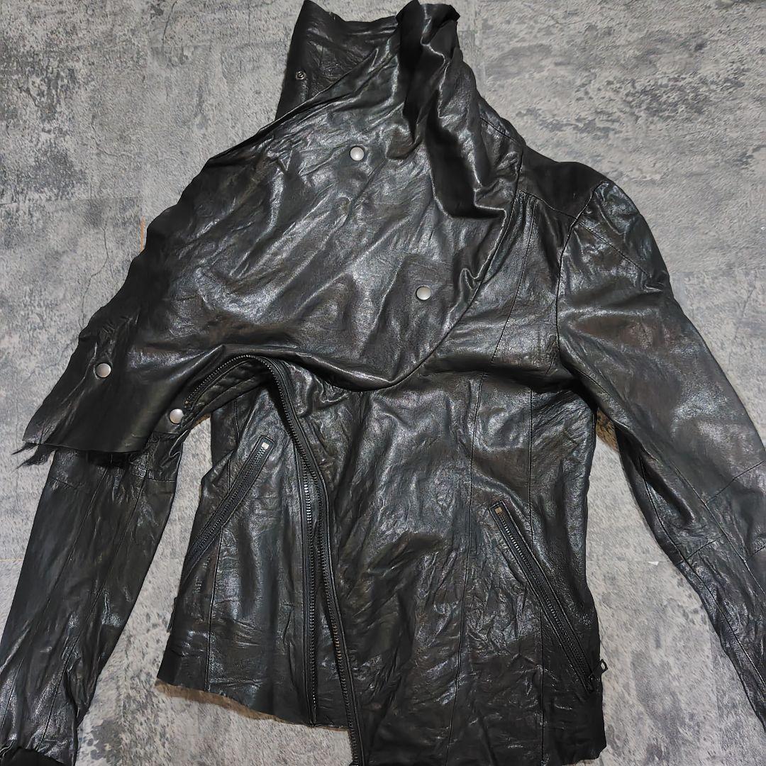 sandwich Johnny Wolf ドレープレザージャケット 変形襟