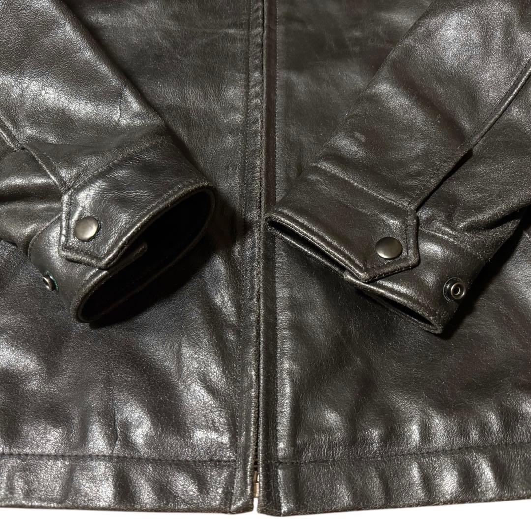 雰囲気抜群 GUESS 本革 襟付き レザージャケット ブラック Mサイズ